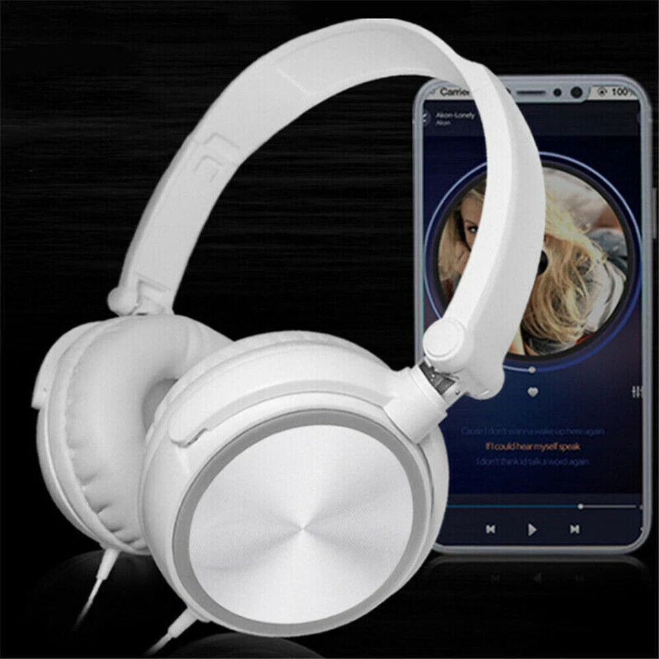 3.5mm Wired Headphones Over Ear Headsets Bass Stereo Earphone With Microphone - Image 4 of 4