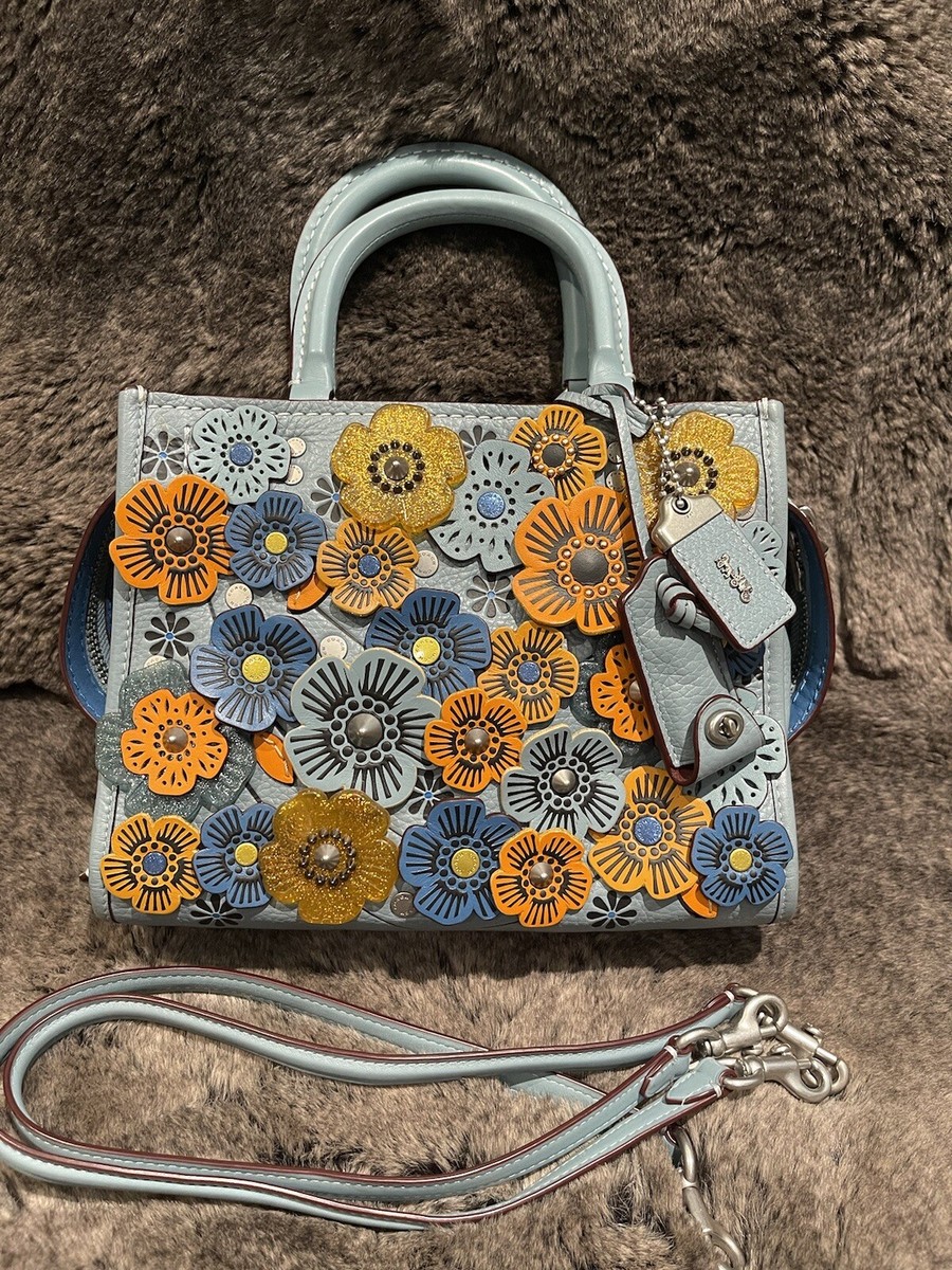 COACH 1941 LIMITED EDITION BLUE/MULTI ROGUE 25 TEA ROSE SATCHEL
