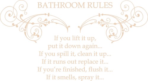 Bathroom Rules Quote, Vinyl Wall Art Sticker Decal Mural, Home, Wall, Decor - Picture 5 of 19