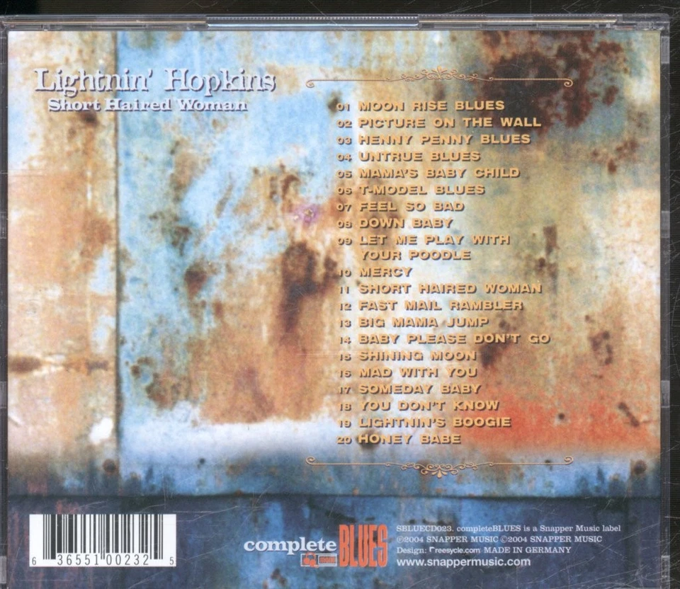 Lightnin' Hopkins Kurze Haarschnitt Frau CD Europa Snapper Musik 2004 SBLUECD023 - Bild 2 von 3