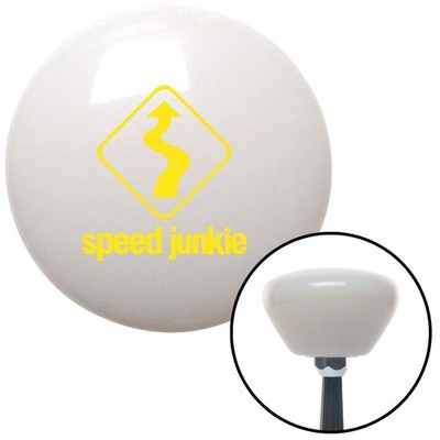 Yellow Speed Junkie White Retro Shift Knob w/ M16x1.5 Insert Shifter Auto Brody