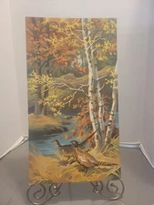 Vintage Paint by Number Pheasants Mcm 18x10" Mcm Unframed 