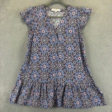 LOFT Dress XSP Beachy Cottage Boho Retro Medallion Button Ruffle Flounce Flutter