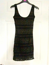 New Look Women’s Black Lace Mini Dress Scoop Neck Sleeveless Size 8