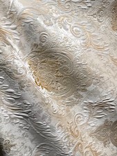 IVORY GOLD Damask Brocade Upholstery Drapery Fabric 110 in. Sold By The Yard