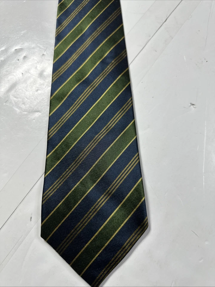 Corbata para hombre J L. Crew verde, azul marino, dorada EE. UU. Foto 2 de 4