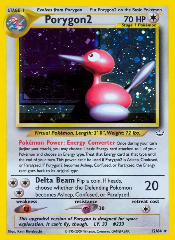 Porygon2 - 12/64 - Pokemon Neo Revelation Unlimited Holo Rare Card WOTC MP