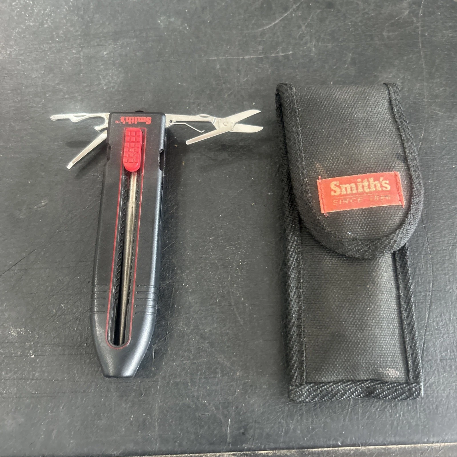 Vintage Smith's Diamond Sharpener with Several Other Tools Including Sheath