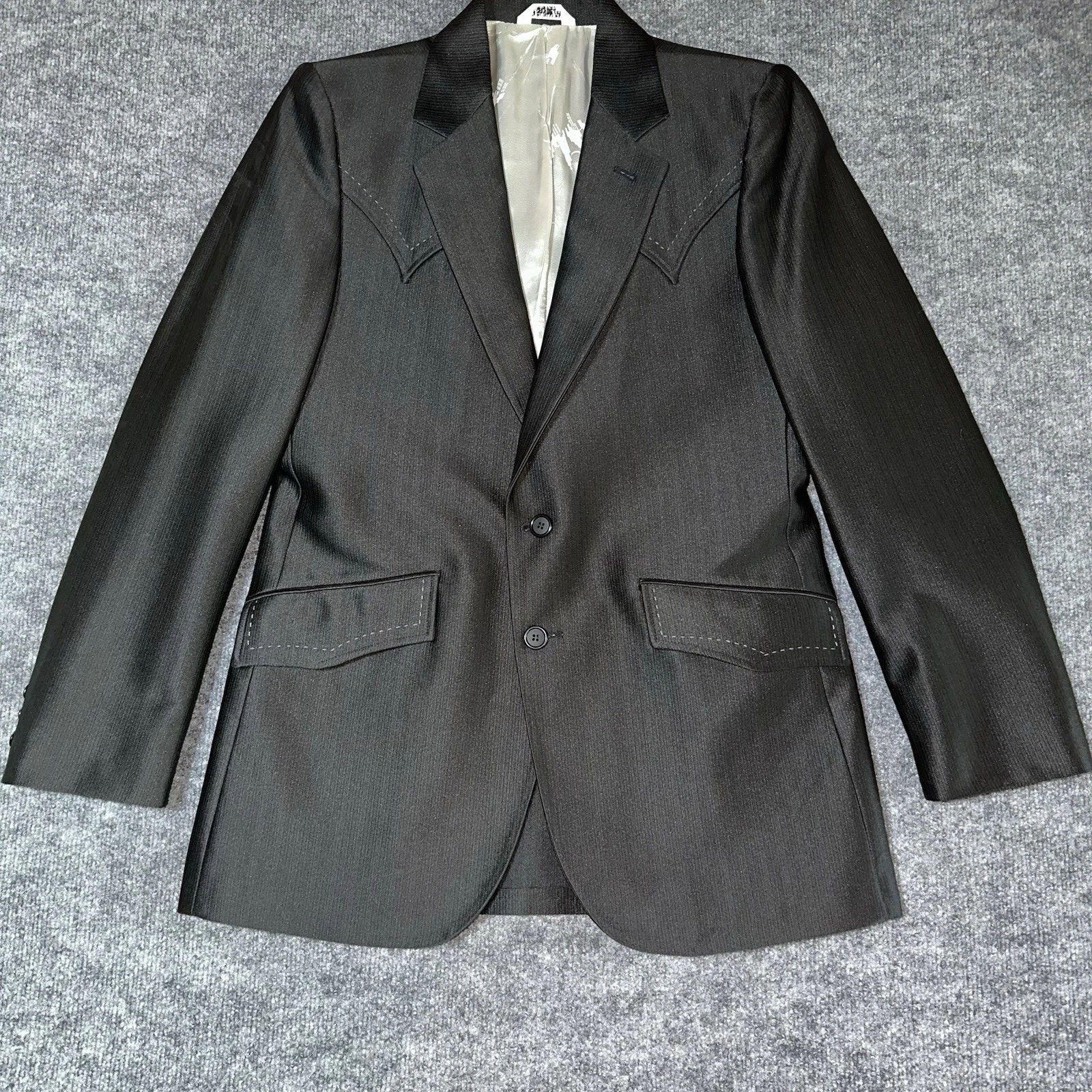 ACTWU Western Blazer Sport Coat Cowboy Style Gray Black Small