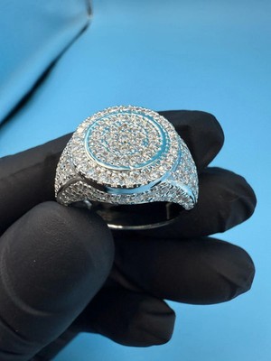 3.00Ct Round Cut Real Moissanite Men's Pinky Ring 14K White Gold Plated