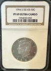 1994-S Silver 90% PF69 Ultra Cameo NGC Kennedy Half Dollar Proof Coin
