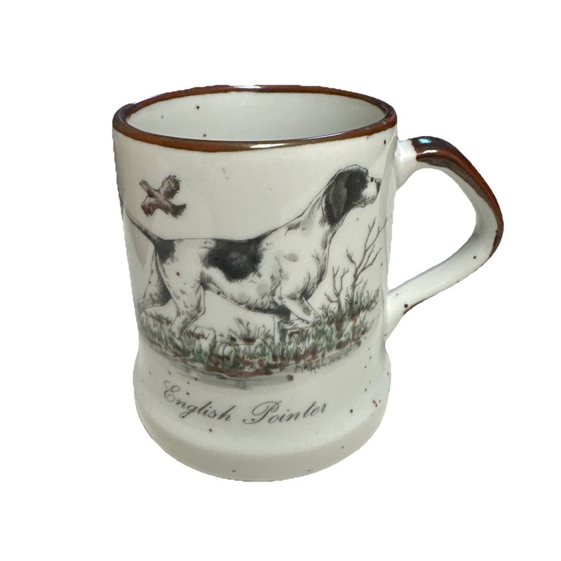Vintage English Pointer Dog Speckled Ceramic Coffee Tea Cup Mug