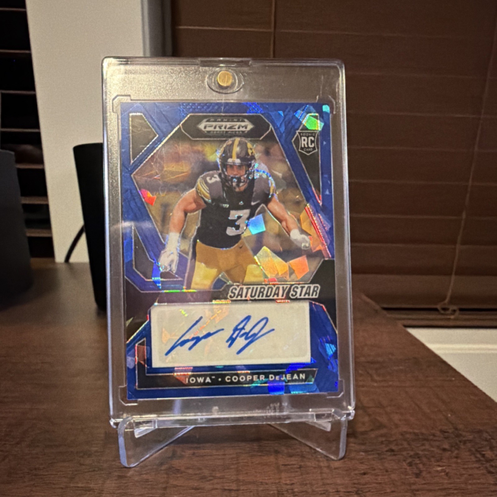 2024 Panini Prizm Draft Picks Cooper DeJean Auto RC Blue Cracked Ice /75 Iowa