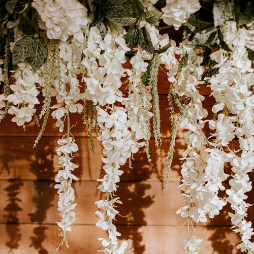 Fake Wisteria Hanging Flower Artificial Flowers 43.3 Inch Light Pink,White 36pcs - Picture 7 of 7