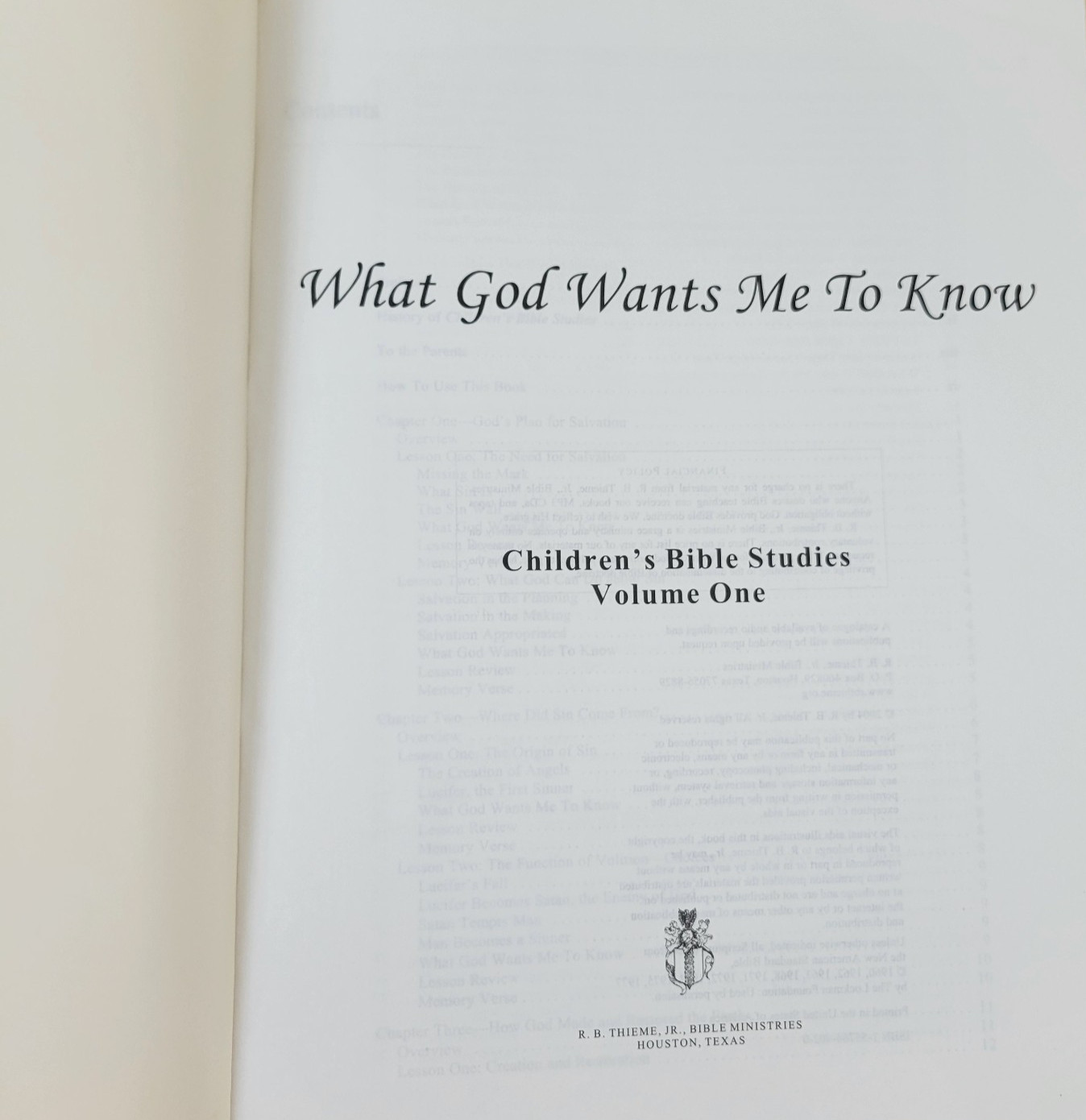 What God Wants Me to Know Children's Bible Studies Volume One Paperback