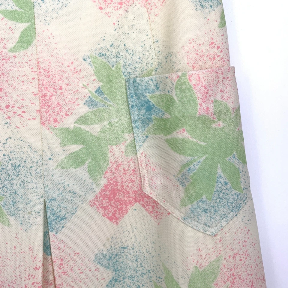 Винтажные женские шорты 70-х размер 27 дюймов пастельный принт с листьями кремовые зеленые розовые синие - Изображение 4 из 4