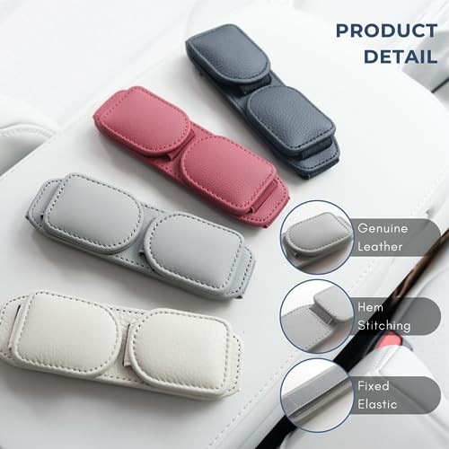 Magnetischer Sonnenbrillenhalter für Auto Sonnenblende, doppelte Position echt beige - Bild 7 von 7
