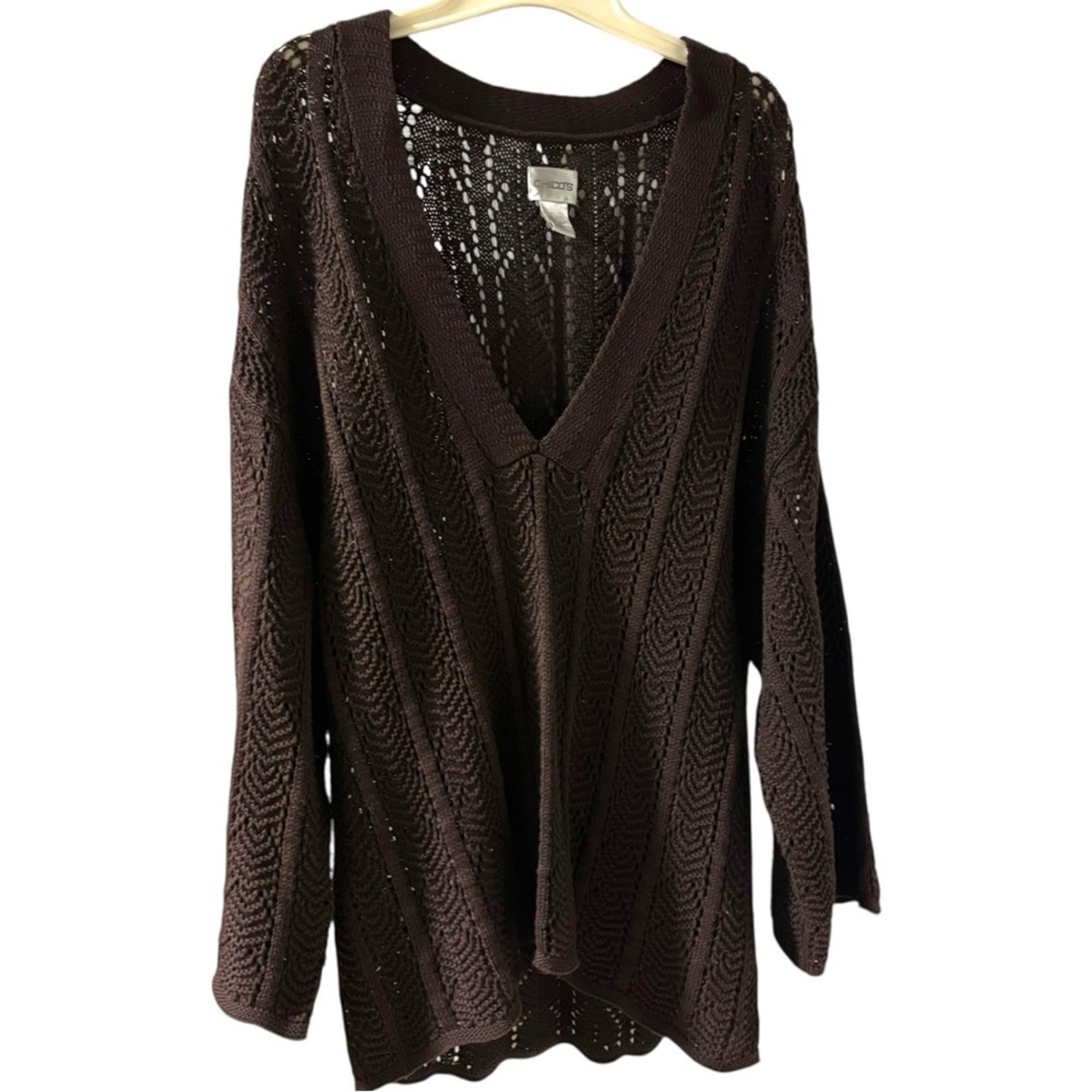 Chico's Deep Brown V-Neck Sweater Size 3/XL