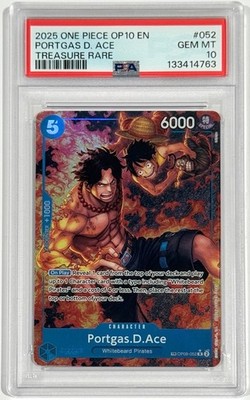 2025 One Piece OP10 Portgas D. Ace Treasure Rare OP08-052 PSA 10