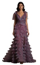 Jovani Gown Tiered Ruffle Mesh Size 4 Train One Of A Kind Romantic Prom Dress