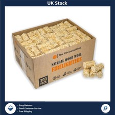 Wood Wool Firelighters Eco Wax Coated Safe Odorless 200 Pack 0.13 per lighter