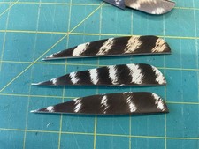 4" Left Wing Parabolic Natural Barred Feather Fletching, 25Pk Archery      