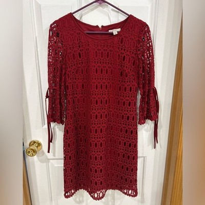 Elegant Red Lace Overlay Dress old money sophisticated classy Established 1962
