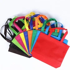 10PCS Reusable Tote Bags Travel To-Go Kicthen Dining Food Non-woven Fabric Sh...