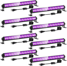 8 Pack 40W LED Black Light Bar Glow Party Supplies Halloween Switch 6 Foot Cord