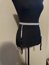 VictoriasSecret Black And Rhinestone Crystal Garter Belt Xs/S