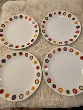 Corelle HOT DOTS Dinner Plates 10 1/4”  Set Of 4