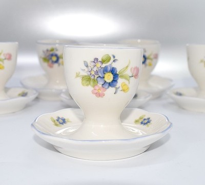 Nikko Porzellan Vanessa Blue Peony 8 Eierbecher mit Ablage H. 6,2 cm neu