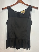 Princess Vera Wang Black Sleeveless Peplum Tank Top Sheer Mesh Detail Size S