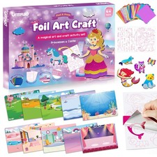 Fun Foil Art Craft Kit for Kids Ages 4-8, DIY Princess Large Size, colorful