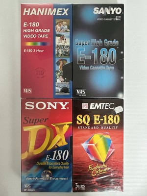 4x Mixed VHS Video Tapes Sony BASF Sanyo Hanimex E-180 3 Hours FREE POST