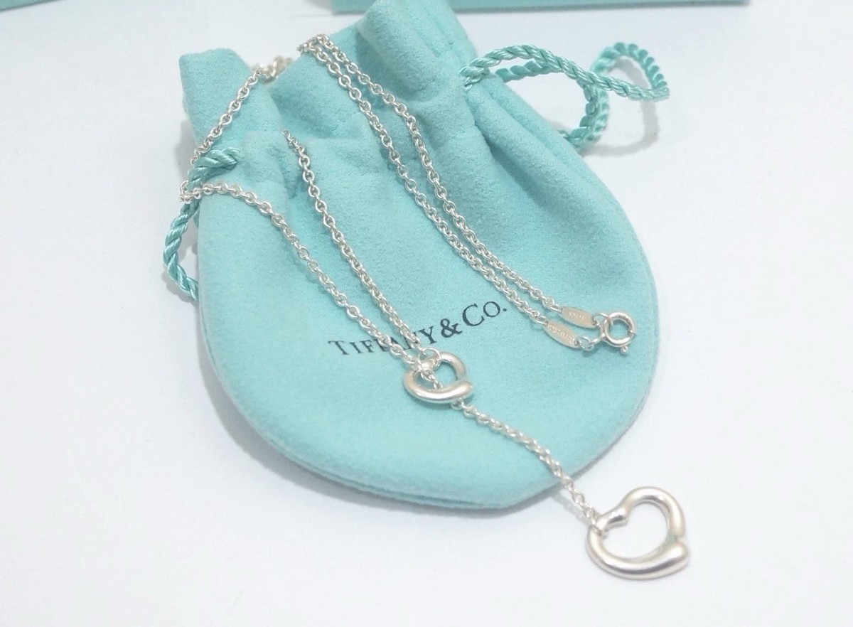 Tiffany & Co Lariat Silver Elsa Peretti Double Open Heart Pendant