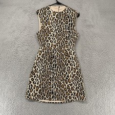 Alice + Olivia Coco Dress Womens S/4/6 Brown Leopard Cutout Back Mini Animal