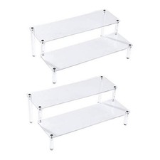 2 Pack 2-Tier Acrylic Display Stand Display Shelf for 2 Tier - 2 Pack Clear