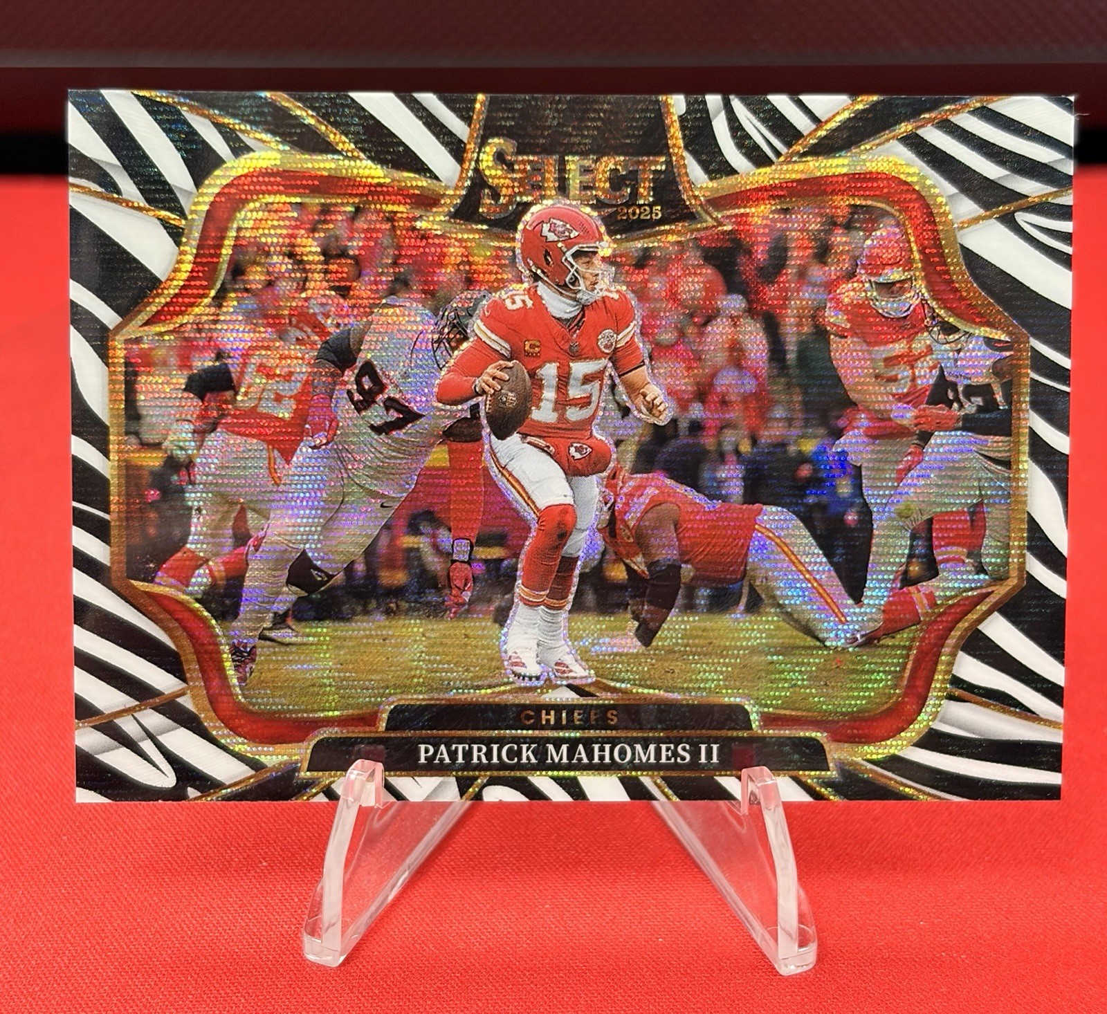 2025 Panini Select Zebra Prizm Patrick Mahomes II #407 Field Level Chiefs