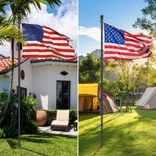 Outdoor ground flagpole 10 Ft high post + flag 3*5 for house front back yard