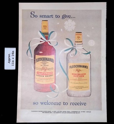 1957 FLEISCHMANN'S BLENDED WHISKEY & DISTILLED DRY GIN As A Gift Print Ad 50783