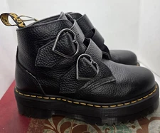 Dr. Martens Devon Heart Buckle Black Napa Leather Platform Boots Womens US 8 