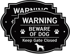 Beware Of Dog Signs 2 Pack 9.5x6.7 Reflective Aluminum Keep Gate Closed Outdoor