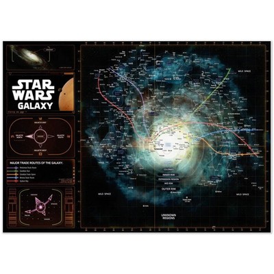Star Wars Galaxy Map Sci Fi Universe Space Navigation Poster