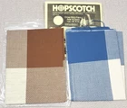 2 Charles Craft HOPSCOTCH TARTAN PLAIDS 14-Count AIDA Blue Brown 15x15 X-Stitch