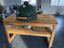 XL Big Green Egg bbq In Acacia Wood Table Brand New