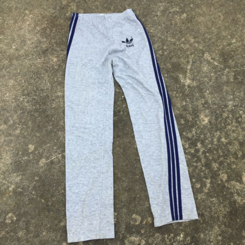 Vintage 70s 80s Adidas Trefoil Gray Stripe Sweatpants Pants Soccer M Blue Tri Bl - Picture 1 of 8