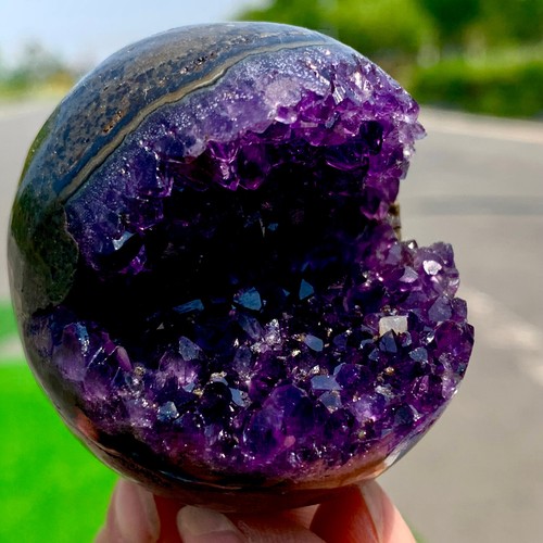 134G Natural Uruguayan Amethyst Quartz crystal open smile ball therapy - 第 19/21 張圖片