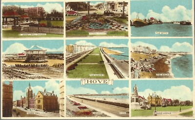 SEHR SCHÖNE SELTENE ALTE POSTKARTE - 9 ANSICHTEN POSTKARTE - HOVE - SUSSEX - 1966
