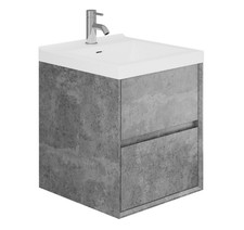 Homebase Madison 500mm Wall Hung 2 Drawer Vanity Unit and Basin -Concrete